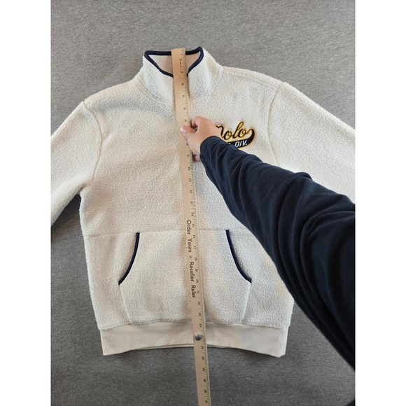 Polo Ralph Lauren Fleece Quarter Zip Youth Large 14-16 Polar White Sweatshirt - Picture 7 of 14